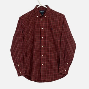 Ralph Lauren Boy’s Button Down Plaid Shirt Size Large 14-16 Red Blue